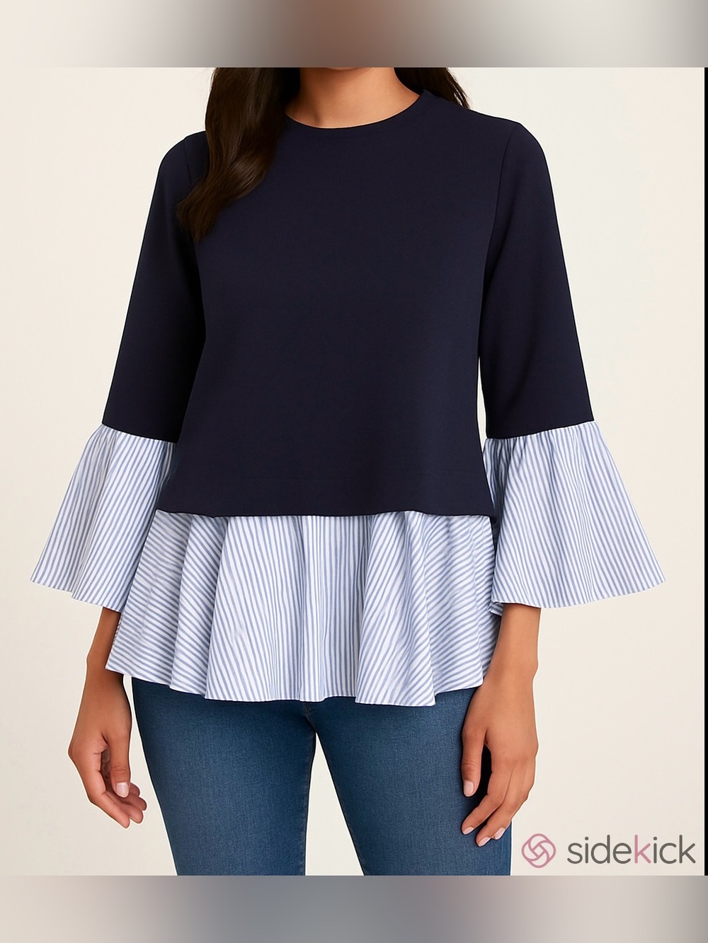 Halogen Navy Blue Sailor Striped S Coastal Grandma Preppy Maritime Nautical Top